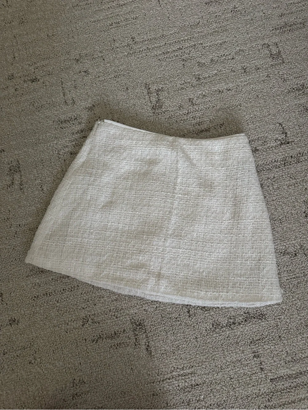 White Textured Mini Skirt
